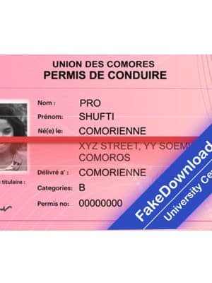 Comoros driver license psd fake template