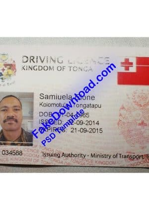 Tonga driver license psd fake template