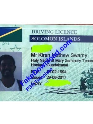 Solomon Islands driver license psd fake template