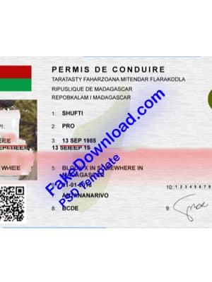 Madagascar driver license psd fake template