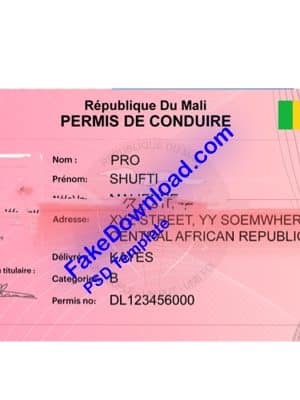 Mali driver license psd fake template