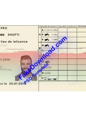 Monaco driver license psd fake template