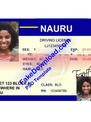 Nauru driver license psd fake template