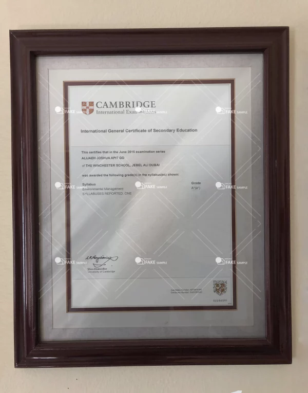 Cambridge GCE Diploma Certificate Fake Template