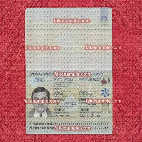 Kosovo Passport Fake Template