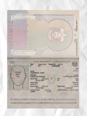 UAE passport fake template psd