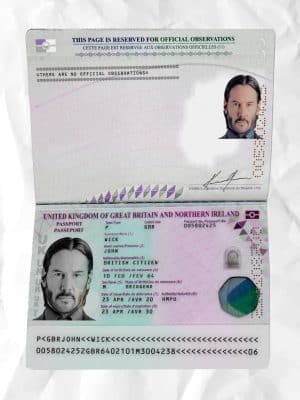 Britain passport fake template psd