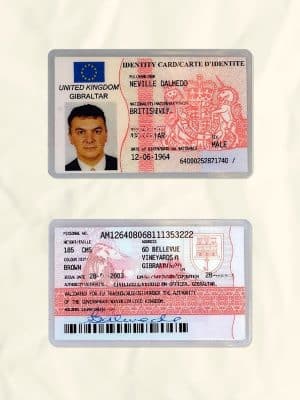 Gibraltar National Identity Card Fake Template