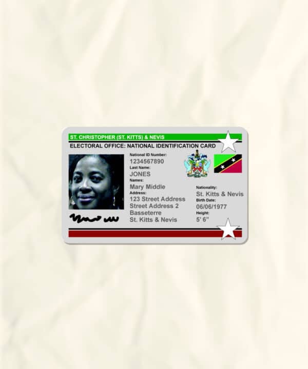 Saint Kitts and Nevis National Identity Card Fake Template