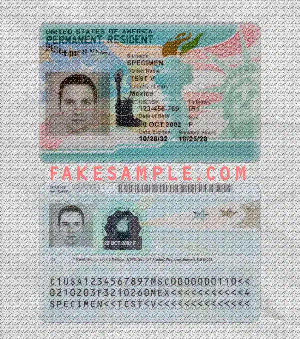 USA (Green Card) Residence Card Fake Template