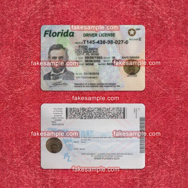 Florida Driver Licence Fake Template