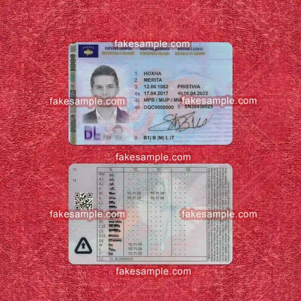 Kosovo Driver Licence Fake Template