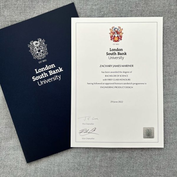 London South Bank (LSBU) Diploma Certificate Fake Template