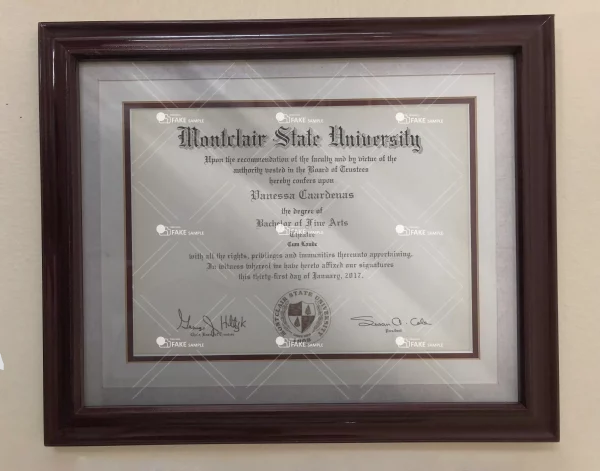 Montclair State V1 University Certificate Fake Template