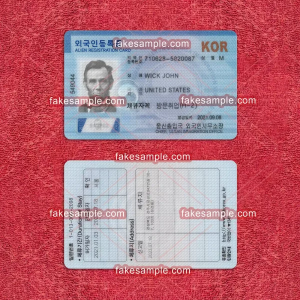 South Korea Residence Card (Version 1) Fake Template